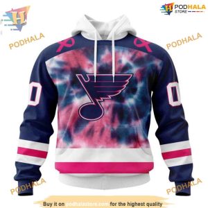 Custom Pink October Fight Breast Cancer NHL St Louis Blues Hoodie 3D 1