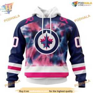 Custom Pink October Fight Breast Cancer NHL Winnipeg Jets Hoodie 3D 1