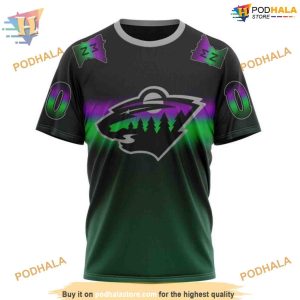 Custom Retro Gradient Design NHL Minnesota Wild Hoodie 3D 3
