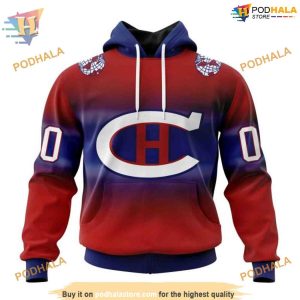Custom Retro Gradient Design NHL Montreal Canadiens Hoodie 3D 1