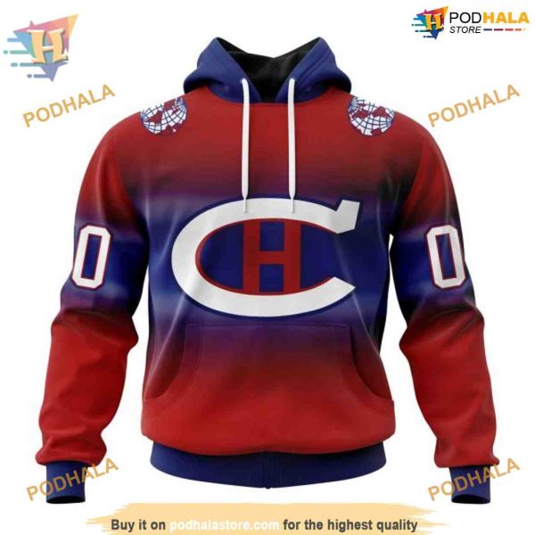 Custom Retro Gradient Design NHL Montreal Canadiens Hoodie 3D
