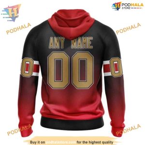 Custom Retro Gradient Design NHL Ottawa Senators Hoodie 3D 2