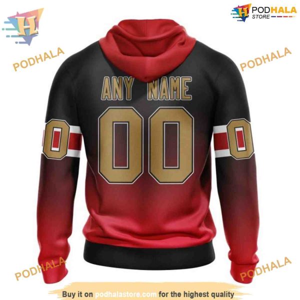 Custom Retro Gradient Design NHL Ottawa Senators Hoodie 3D