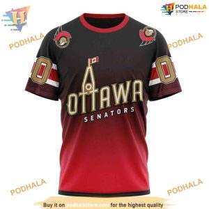 Custom Retro Gradient Design NHL Ottawa Senators Hoodie 3D 3