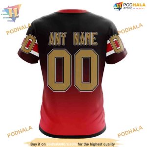 Custom Retro Gradient Design NHL Ottawa Senators Hoodie 3D 4
