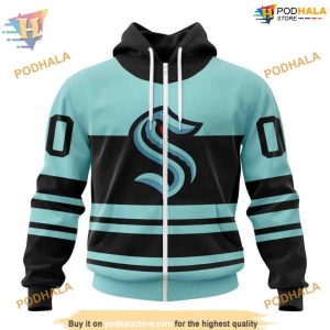Custom Reverse Retro Kits 2023 NHL Seattle Kraken Hoodie 3D 2