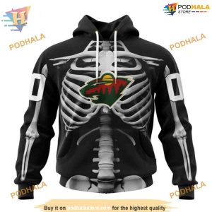 Custom Skeleton Costume For Halloween NHL Minnesota Wild Hoodie 3D 1