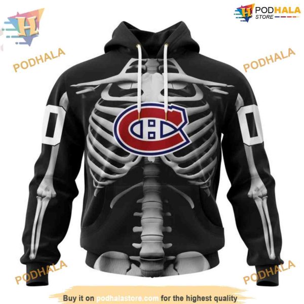 Custom Skeleton Costume For Halloween NHL Montreal Canadiens Hoodie 3D