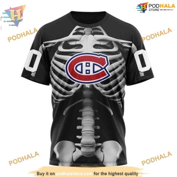Custom Skeleton Costume For Halloween NHL Montreal Canadiens Hoodie 3D