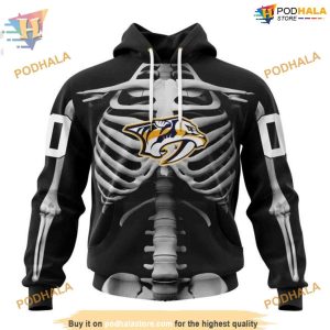 Custom Skeleton Costume For Halloween NHL Nashville Predators Hoodie 3D 1