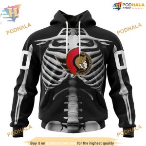 Custom Skeleton Costume For Halloween NHL Ottawa Senators Hoodie 3D 1