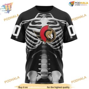 Custom Skeleton Costume For Halloween NHL Ottawa Senators Hoodie 3D 3