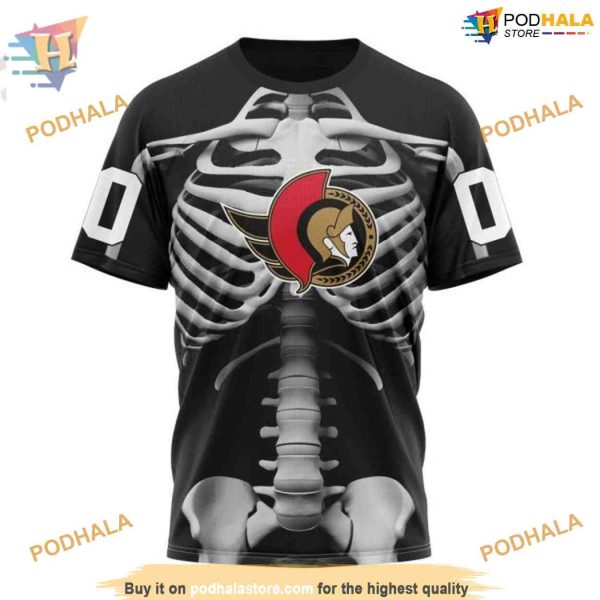 Custom Skeleton Costume For Halloween NHL Ottawa Senators Hoodie 3D