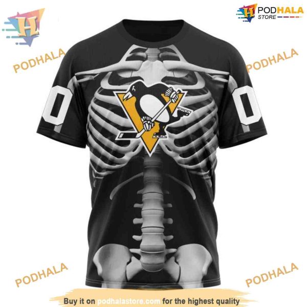 Custom Skeleton Costume For Halloween NHL Pittsburgh Penguins Hoodie 3D