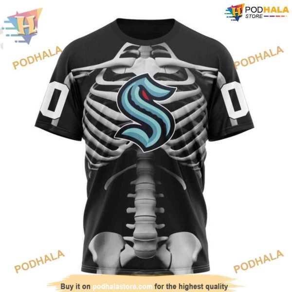 Custom Skeleton Costume For Halloween NHL Seattle Kraken Hoodie 3D