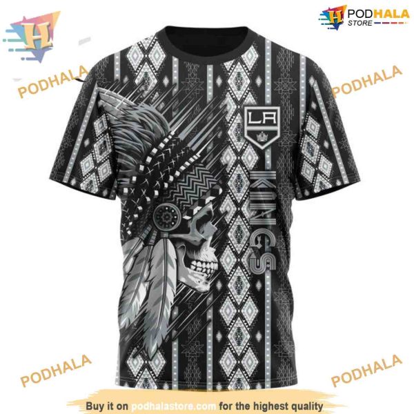 Custom Skull Native Design NHL Los Angeles Kings Hoodie 3D
