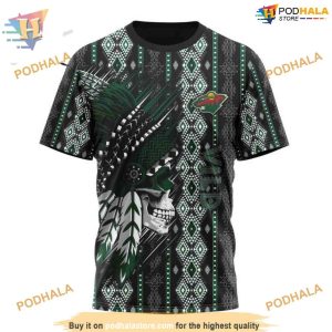 Custom Skull Native Design NHL Minnesota Wild Hoodie 3D 3