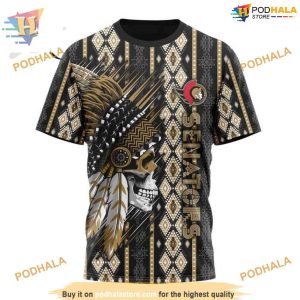 Custom Skull Native Design NHL Ottawa Senators Hoodie 3D 3