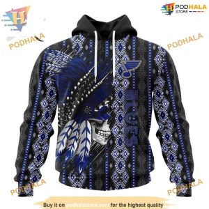 Custom Skull Native Design NHL St Louis Blues Hoodie 3D Sweatshirt 1