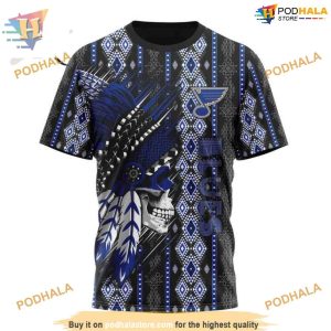 Custom Skull Native Design NHL St Louis Blues Hoodie 3D Sweatshirt 3