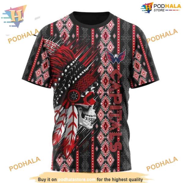 Custom Skull Native Design NHL Washington Capitals Hoodie 3D