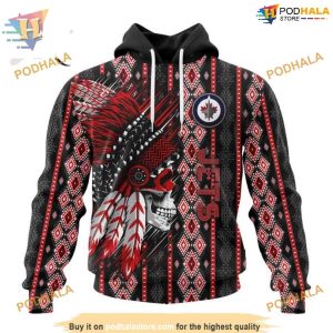 Custom Skull Native Design NHL Winnipeg Jets Hoodie 3D Shirt 1