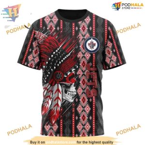 Custom Skull Native Design NHL Winnipeg Jets Hoodie 3D Shirt 3
