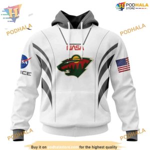 Custom Space Force NASA Astronaut Design NHL Minnesota Wild Hoodie 3D 1