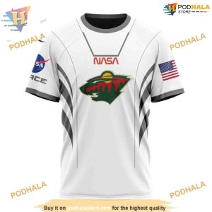 Custom Space Force NASA Astronaut Design NHL Minnesota Wild Hoodie 3D 3
