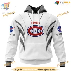 Custom Space Force NASA Astronaut Design NHL Montreal Canadiens Hoodie 3D 1