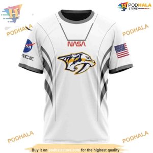 Custom Space Force NASA Astronaut Design NHL Nashville Predators Hoodie 3D 3