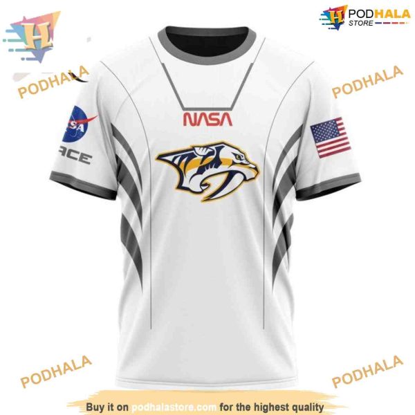 Custom Space Force NASA Astronaut Design NHL Nashville Predators Hoodie 3D