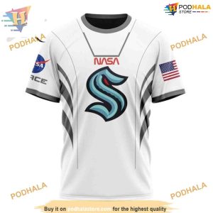 Custom Space Force NASA Astronaut Design NHL Seattle Kraken Hoodie 3D 3