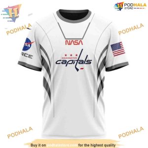 Custom Space Force NASA Astronaut Design NHL Washington Capitals Hoodie 3D 3