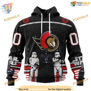 Custom Star Wars Design May The 4th Be With You NHL Ottawa Senators Hoodie 3D 1