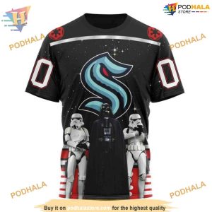 Custom Star Wars Design May The 4th Be With You NHL Seattle Kraken Hoodie 3D 3