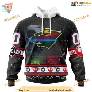 Custom Star Wars Design NHL Minnesota Wild Hoodie 3D 1