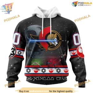 Custom Star Wars Design NHL Ottawa Senators Hoodie 3D 1
