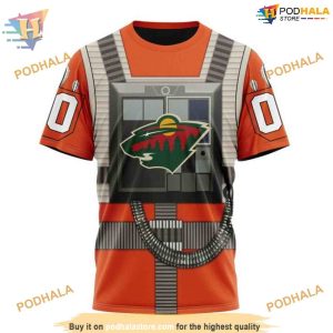 Custom Star Wars Rebel Pilot Design NHL Minnesota Wild Hoodie 3D 3