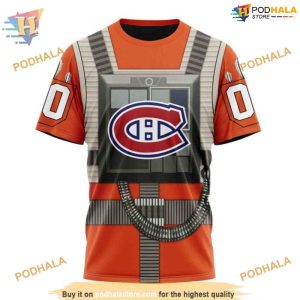 Custom Star Wars Rebel Pilot Design NHL Montreal Canadiens Hoodie 3D 3