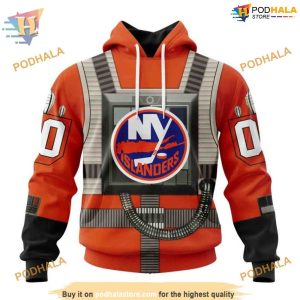 Custom Star Wars Rebel Pilot Design NHL New York Islanders Hoodie 3D 1