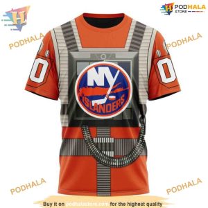 Custom Star Wars Rebel Pilot Design NHL New York Islanders Hoodie 3D 3