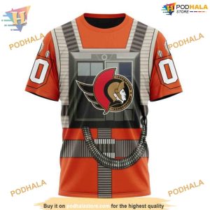 Custom Star Wars Rebel Pilot Design NHL Ottawa Senators Hoodie 3D 3