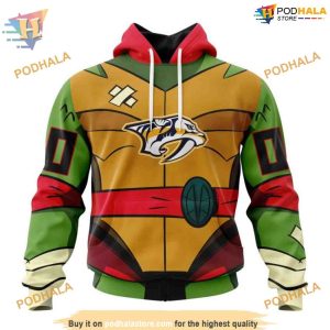 Custom Teenage Mutant Ninja Turtles Design NHL Nashville Predators Hoodie 3D 1