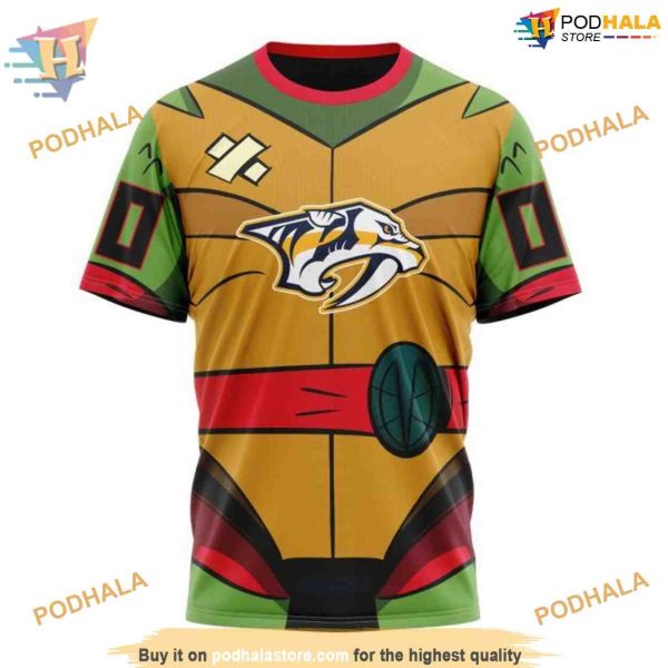 Custom Teenage Mutant Ninja Turtles Design NHL Nashville Predators Hoodie 3D