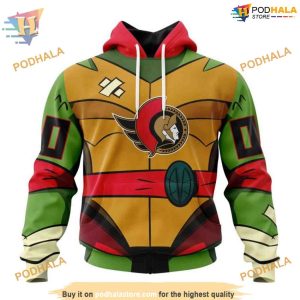 Custom Teenage Mutant Ninja Turtles Design NHL Ottawa Senators Hoodie 3D 1