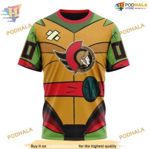 Custom Teenage Mutant Ninja Turtles Design NHL Ottawa Senators Hoodie 3D 3
