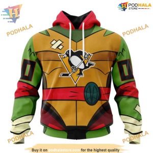 Custom Teenage Mutant Ninja Turtles Design NHL Pittsburgh Penguins Hoodie 3D 1