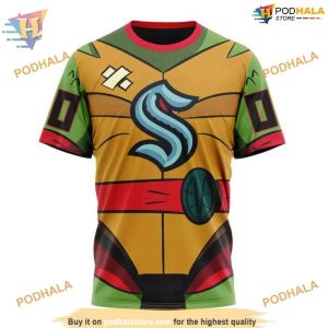 Custom Teenage Mutant Ninja Turtles Design NHL Seattle Kraken Hoodie 3D 3