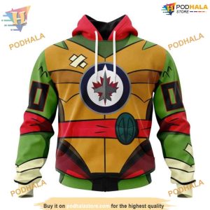 Custom Teenage Mutant Ninja Turtles Design NHL Winnipeg Jets Hoodie 3D 1